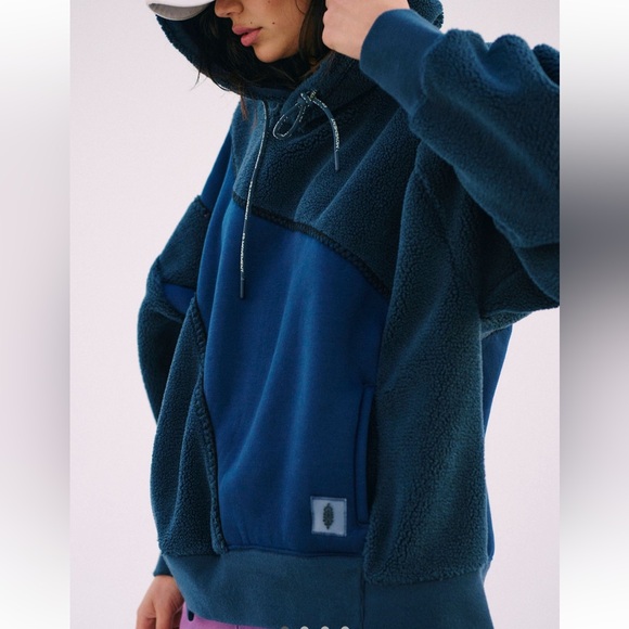 Free People Tops - Free People Sprint to the finish Navy Hoodie NWT 
Retail $198